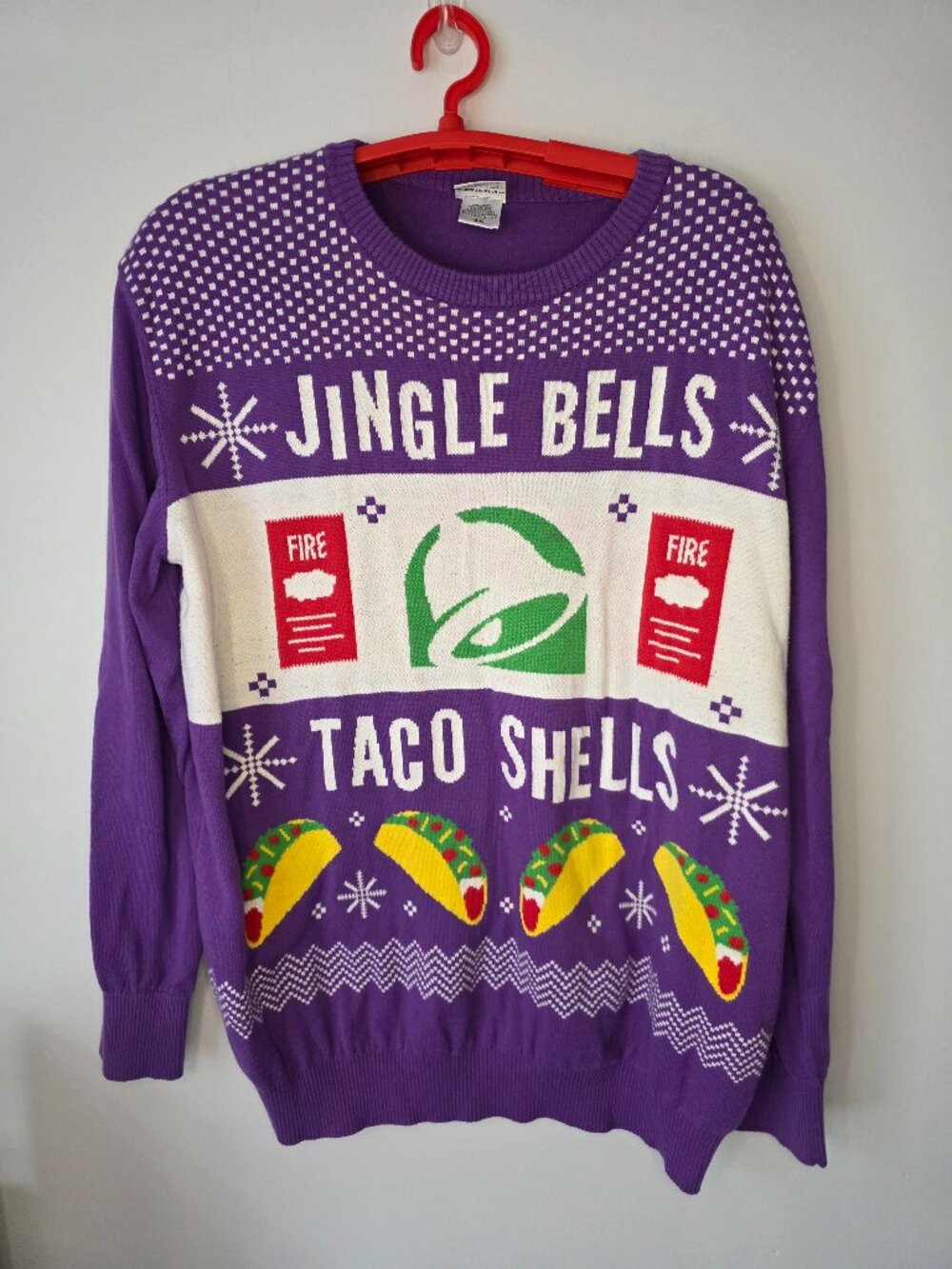 Taco Bell Jingle Bells Taco Shells Holiday Sweater Size 2X